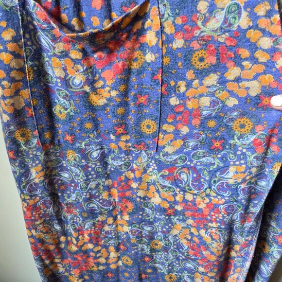 EUC LULAROE FLORAL LONG DUSTER OPEN LINEN BLEND CARDIGAN SIZE XL - Picture 8 of 14